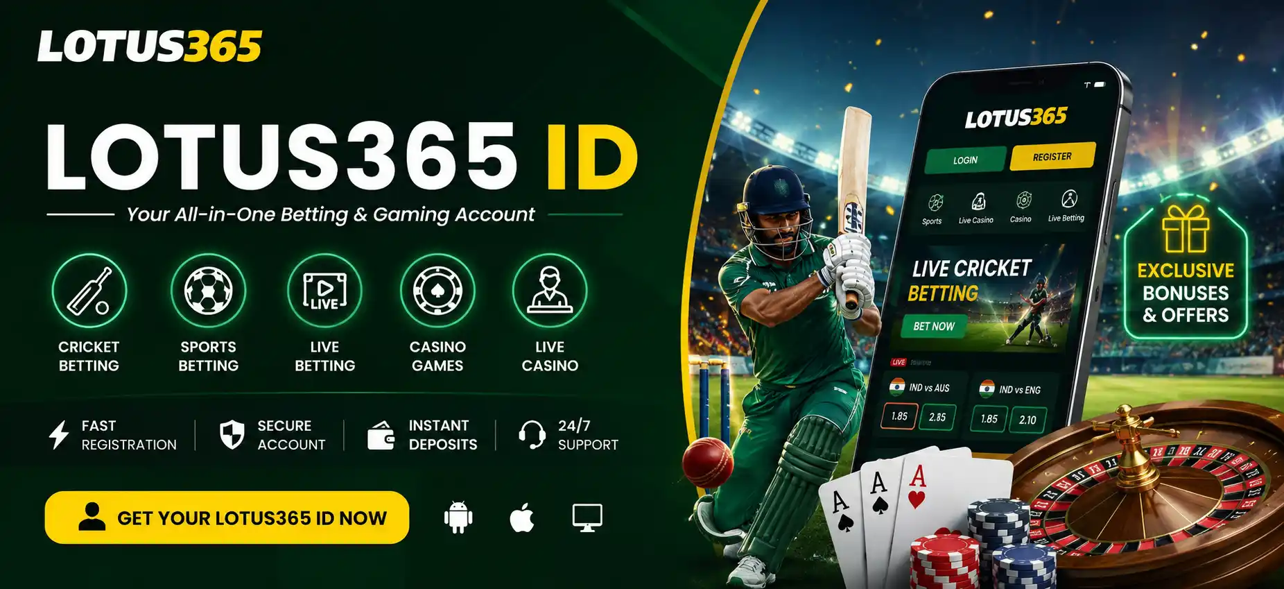Lotus365 Online Gaming Account Banner