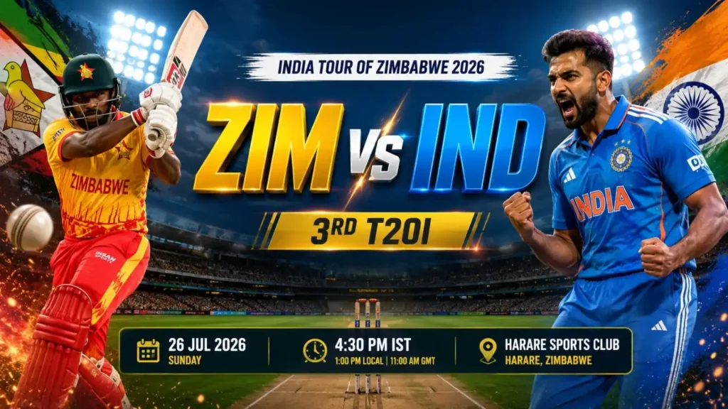 Lotus365 ZIM vs IND 3rd T20I 2026 cricket match prediction and fantasy guide